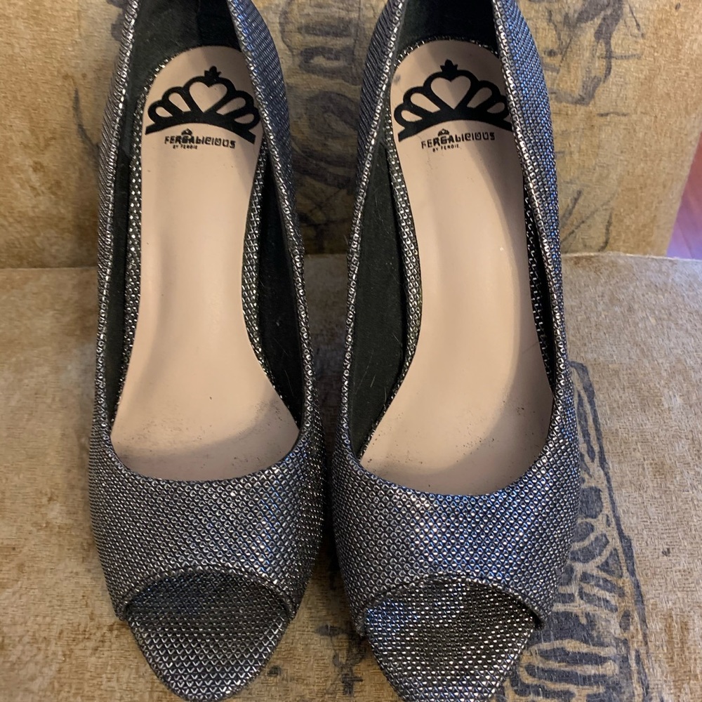 Fergalicious -Fergie silver heels (7.5) **2/$35**